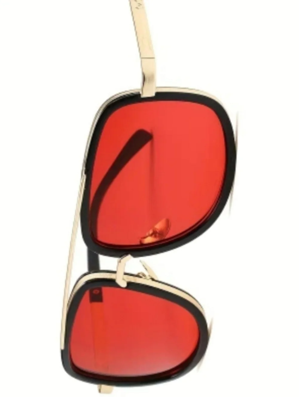 Mens Retro Square Aviator Sunglasses with Red Lenses